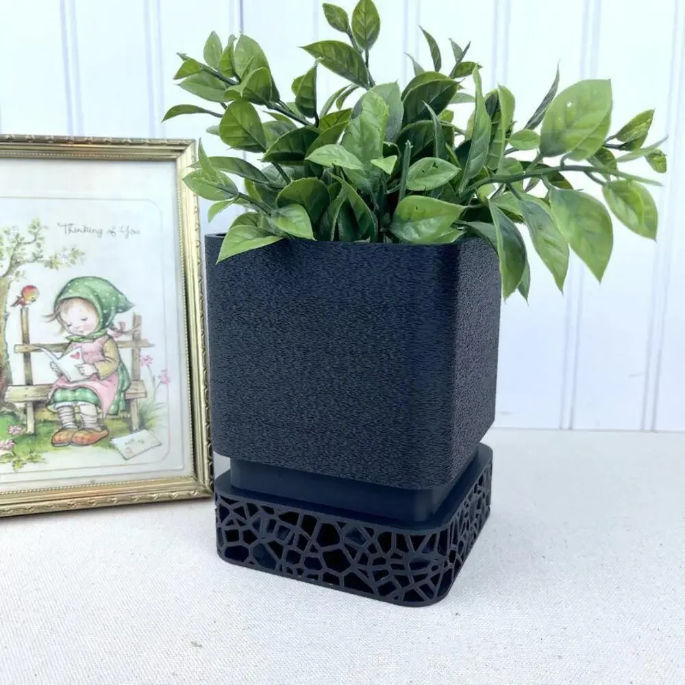 Modern Planter Pot, Vori Square Planter, Textured Flower Pot